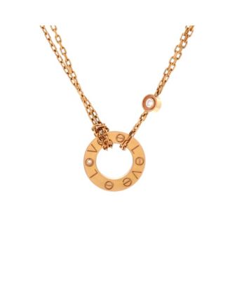  2 Diamonds Love Pendant Necklace 18K Rose Gold and Diamonds, 16"