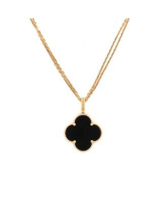  Magic Alhambra Pendant Necklace 18K Gold and Onyx, 35"