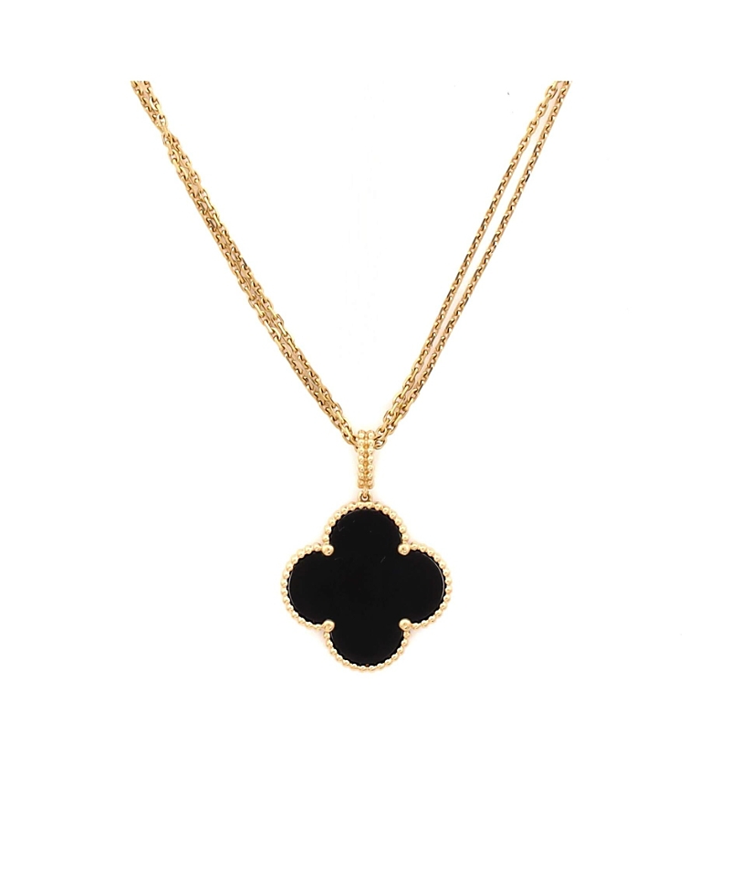 Pre-Owned Van Cleef & Arpels Magic Alhambra Pendant Necklace 18K Gold and Onyx, 35