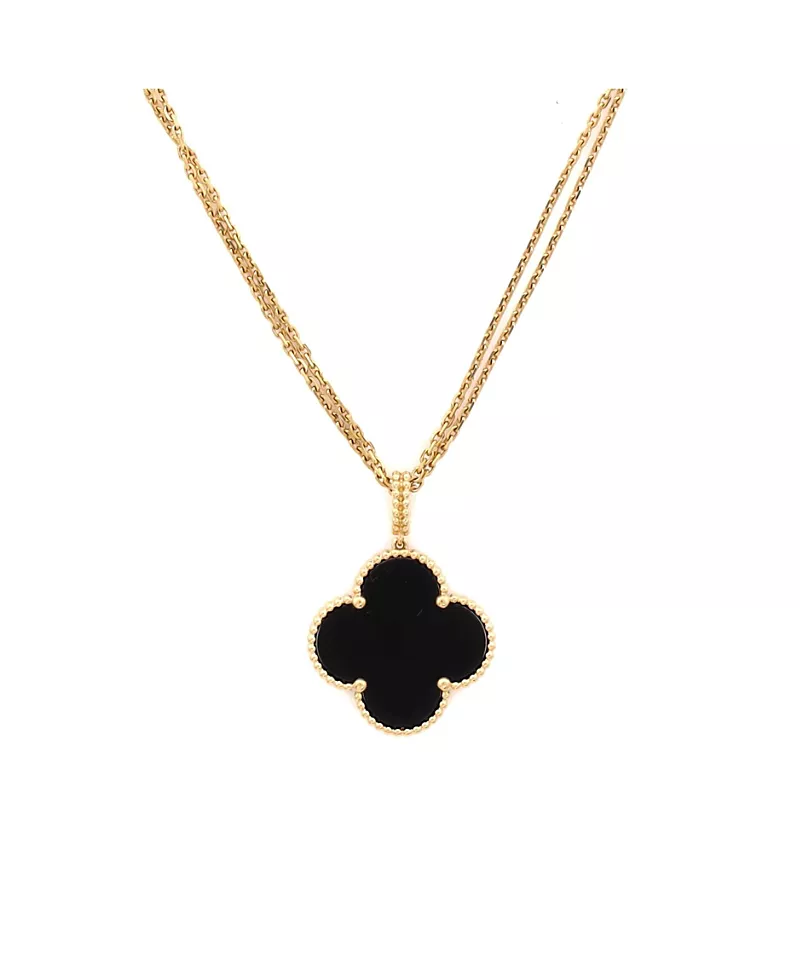 Pre-Owned Van Cleef & Arpels Magic Alhambra Pendant Necklace 18K Gold and Onyx, 35