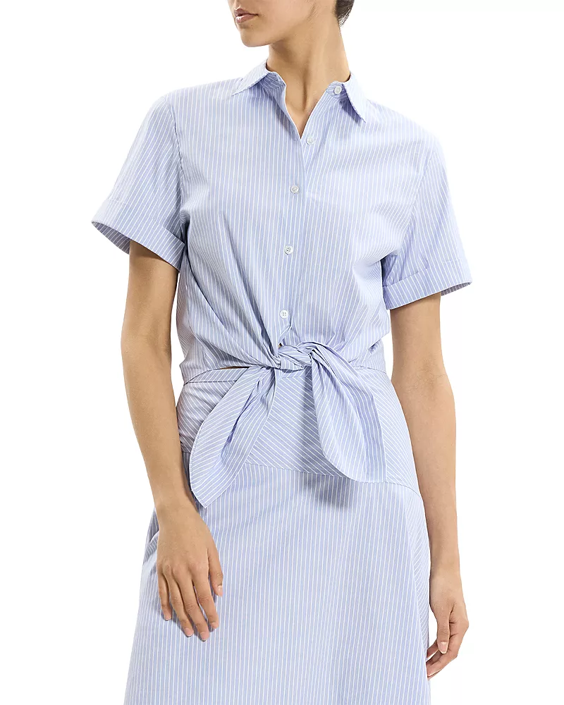 Theory Tie Front Short Sleeve Shirt