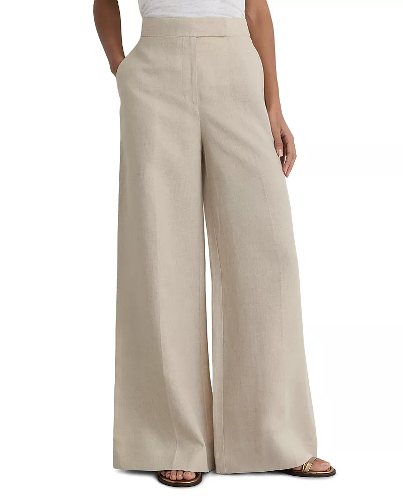 Reiss Petite Linen Kit Wide Leg Pants