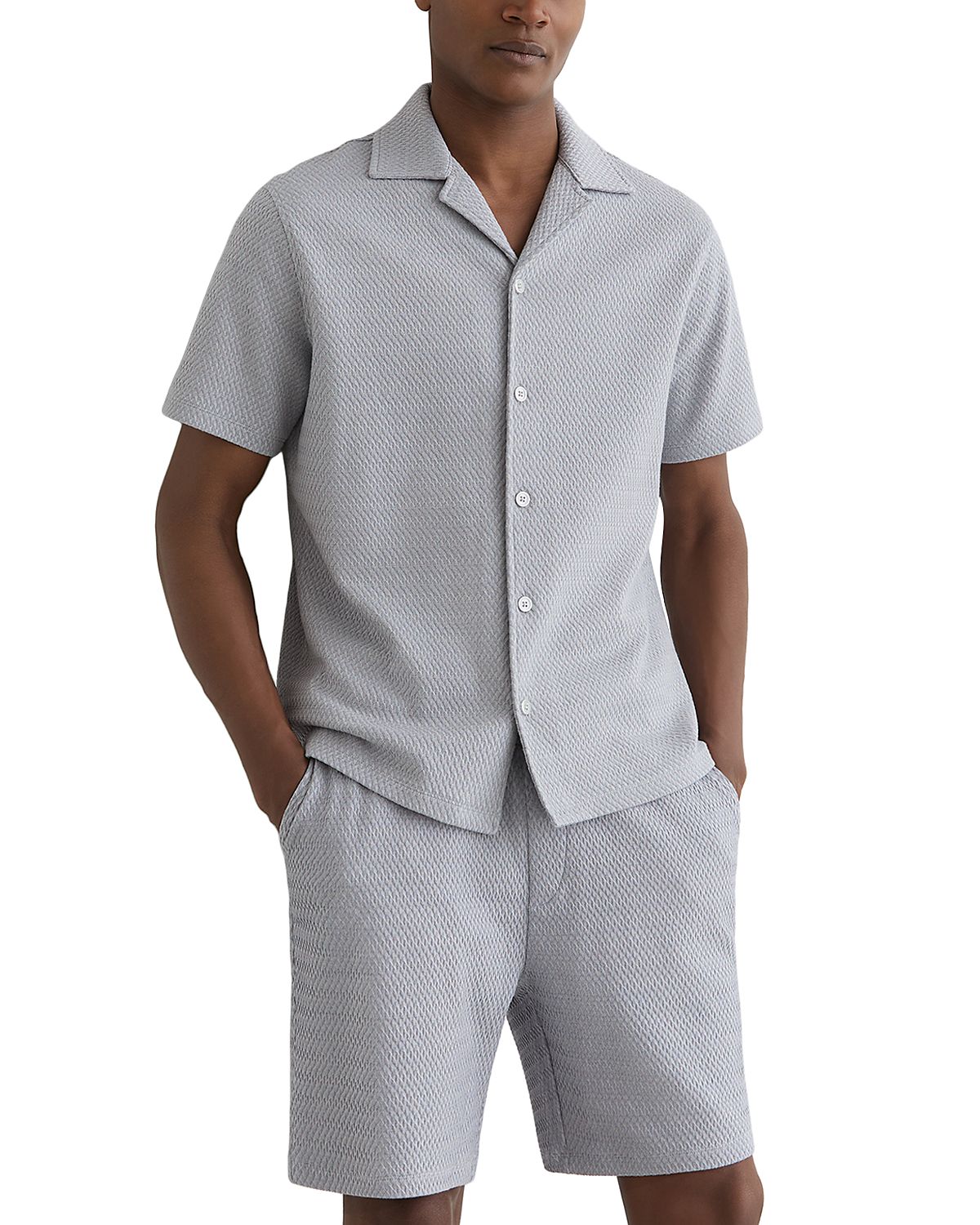 Reiss Felipe Short Sleeve Jacquard Shirt