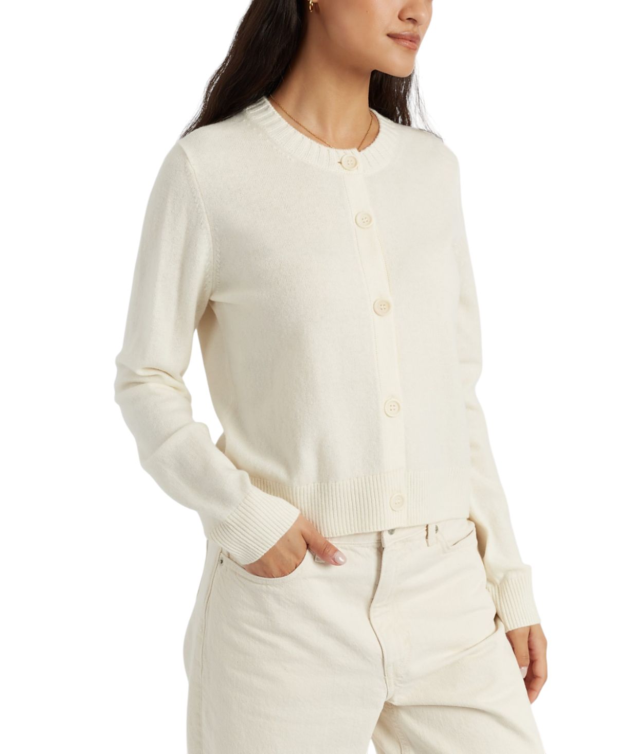 Chinti & Parker Women's Wool Cashmere Blend Crew Neck Cropped Cardigan