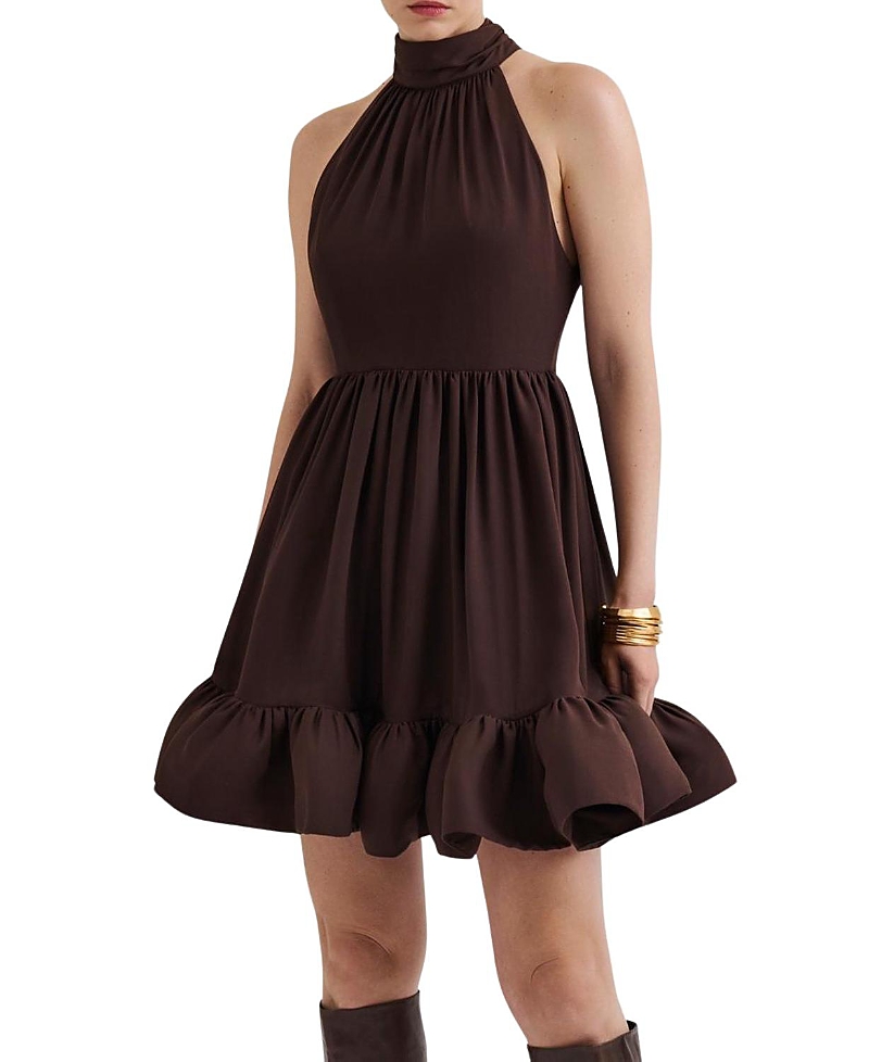 Malina Fern Halterneck Ruffled Mini Dress