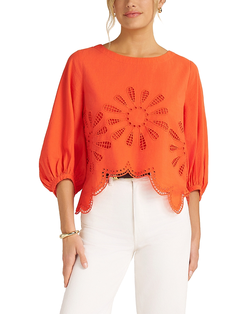 Matty M Indie Bubble Sleeve Embroidery Blouse