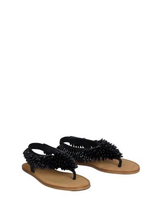  Women's Flat Sandals in Suede and Beads