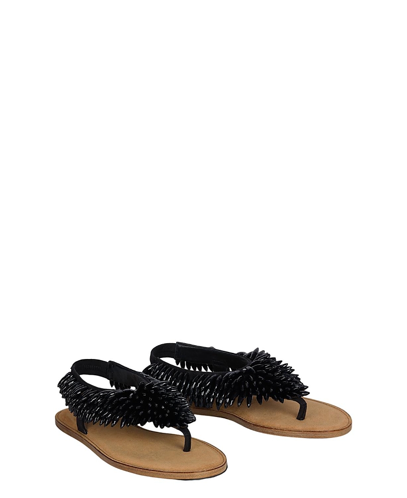 Balmain Women's Flat Sandals in Suede and Beads
