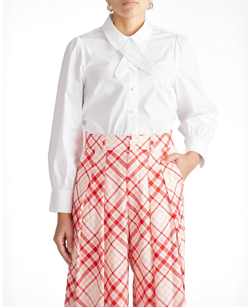 Universal Standard Women's Plus Janet Tie-Neck Cotton Poplin Shirt