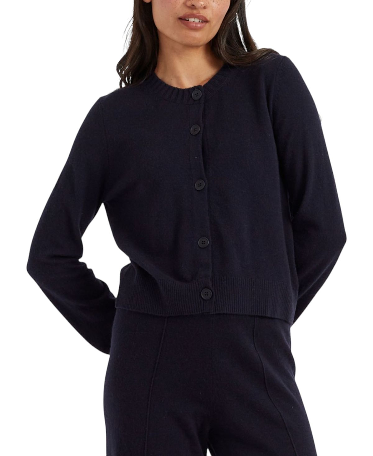 Chinti & Parker Women's Wool Cashmere Blend Crew Neck Cropped Cardigan