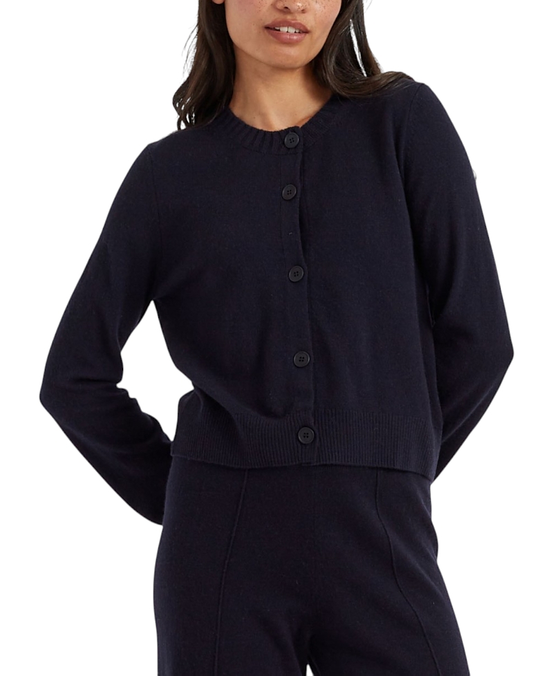 Chinti & Parker Women's Wool Cashmere Blend Crew Neck Cropped Cardigan
