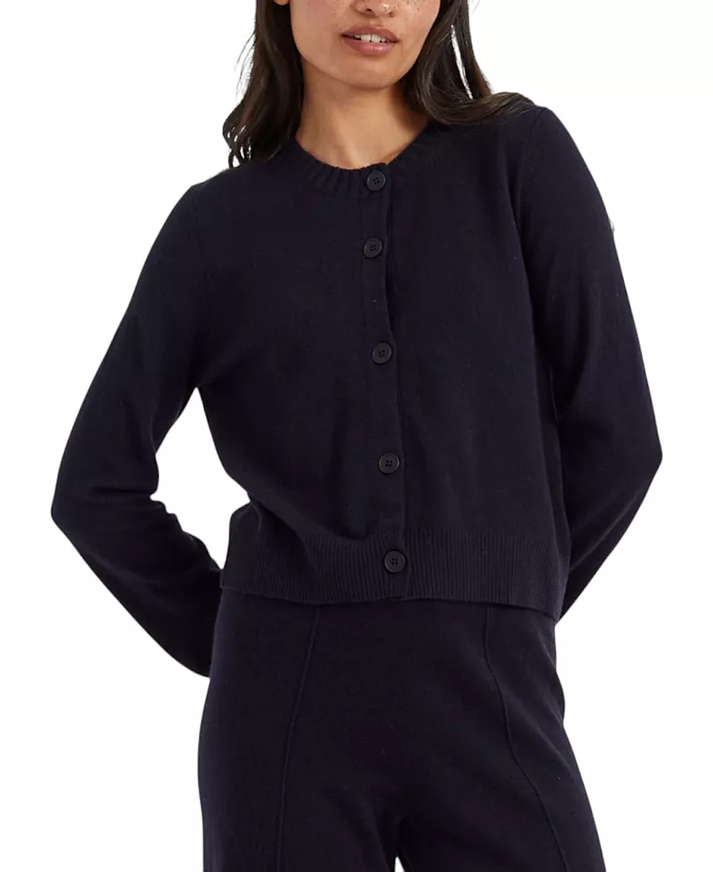 Chinti & Parker Women's Wool Cashmere Blend Crew Neck Cropped Cardigan