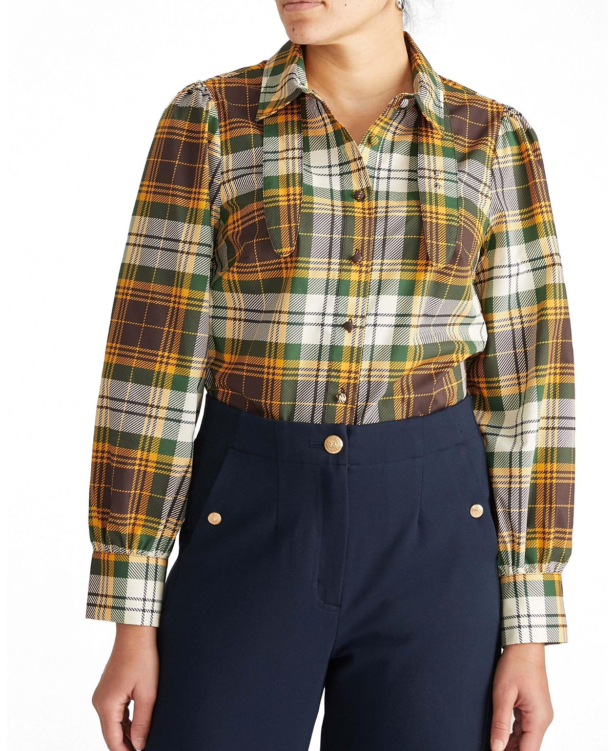 Universal Standard Women's Plus Janet Tie-Neck Cotton Poplin Shirt