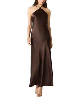 Flora Satin Halter Dress
