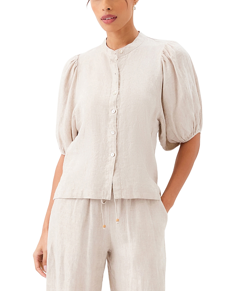Karen Kane Linen Puffed Sleeve Blouse