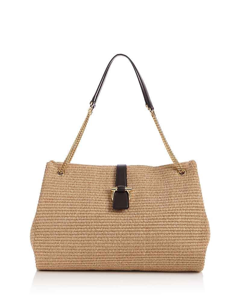 Ferragamo Mia Gancini Raffia Tote