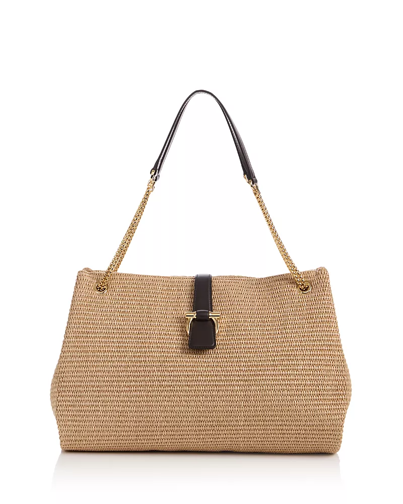 Ferragamo Mia Gancini Raffia Tote
