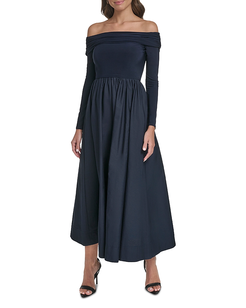 Eliza J Off The Shoulder Twofer Midi Dress