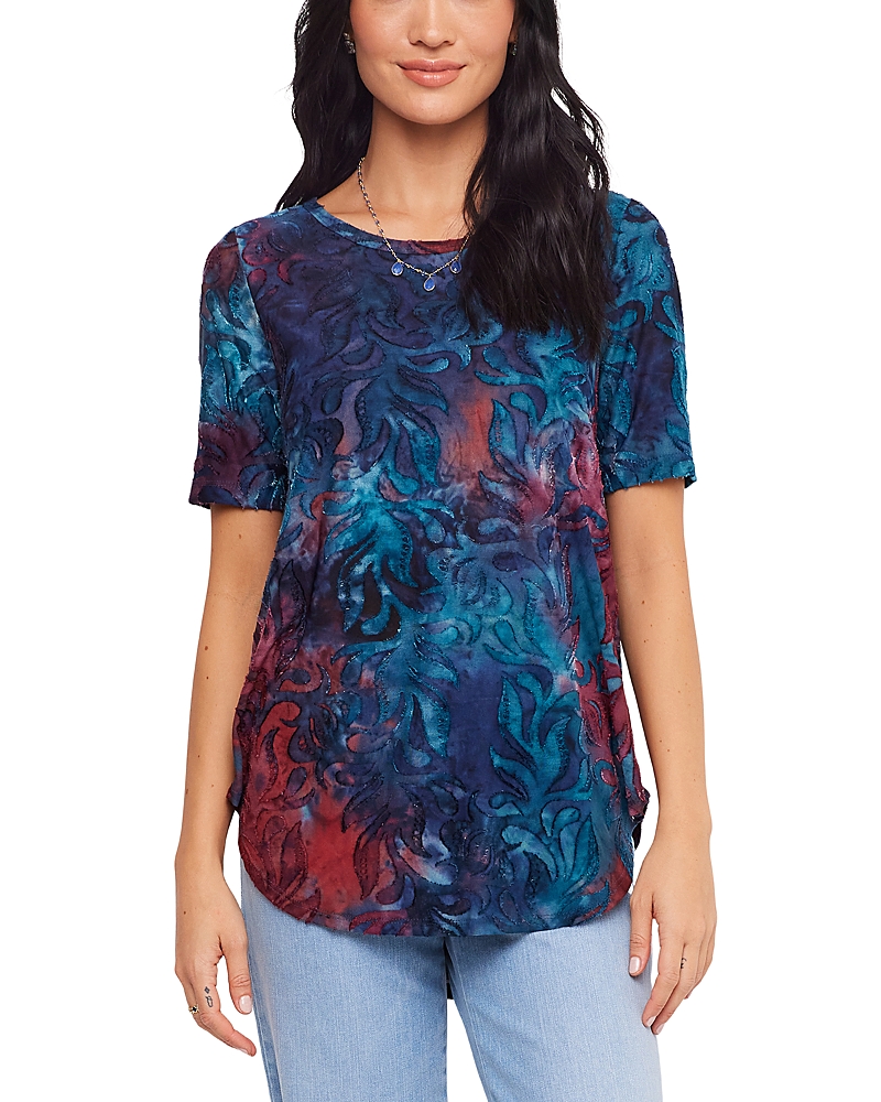 Karen Kane Short Sleeve Jacquard Shirttail Top