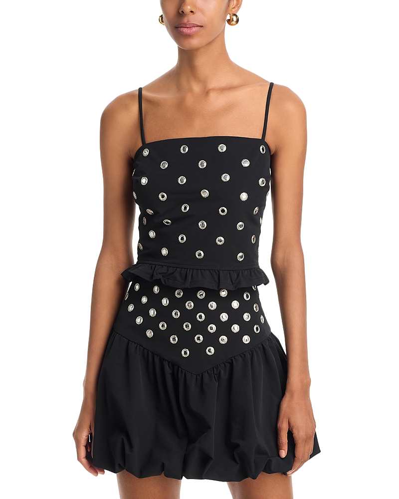 Aqua Mirror Trim Peplum Top - Exclusive