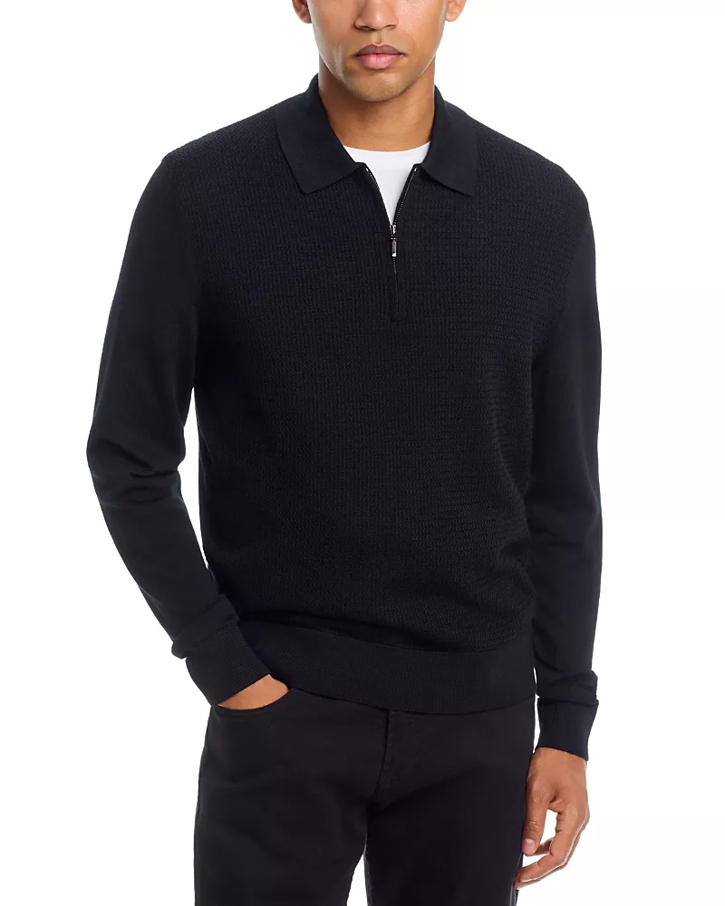 The Men's Store at Bloomingdale's Extrafine Merino Wool Zip Sweater Polo - Exclusive