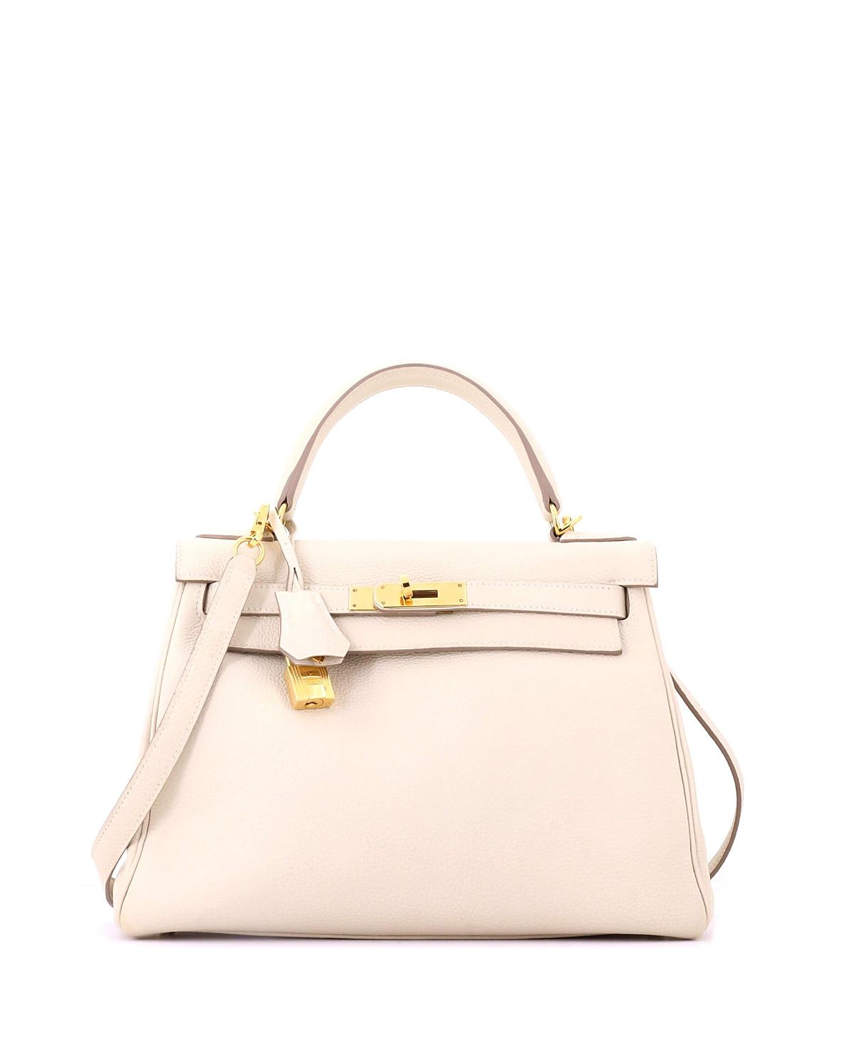 Pre-Owned HERMES Kelly 28 Handbag Light Togo with Gold Hardware