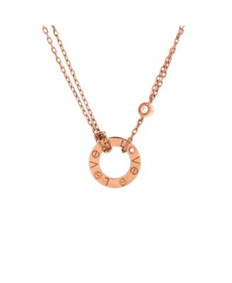  2 Diamonds Love Pendant Necklace 18K Rose Gold and Diamonds, 16"