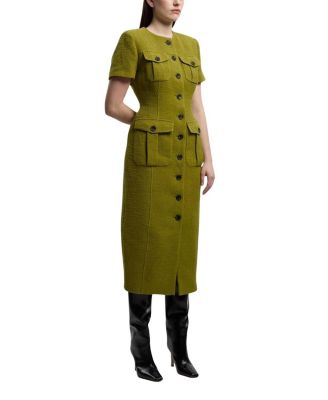 Karen Millen Textured Tweed Tailored Midi Dress