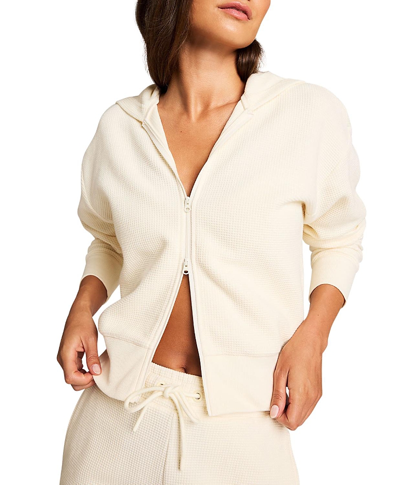 Negative Waffle Knit Zip-Up Hoodie