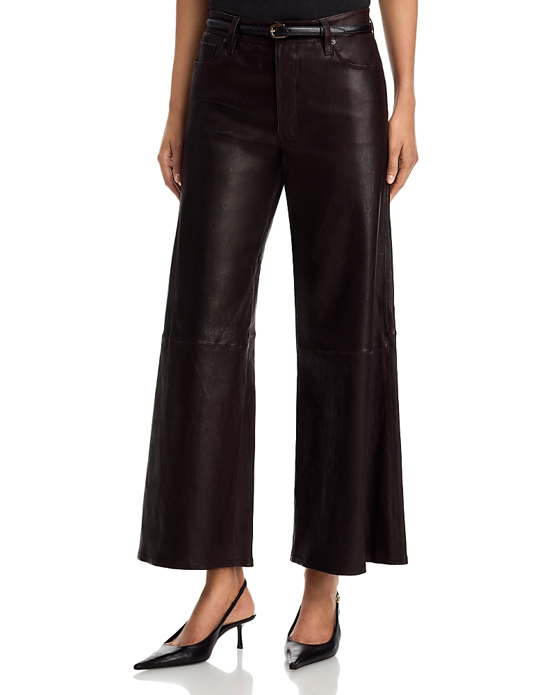 Frame The Leather High Rise Swing Jeans in Truffle