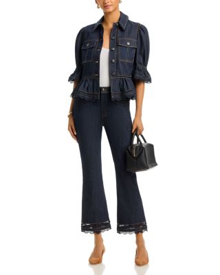 Guipure Lace Denim Jacket & Guipure Lace Cropped Jeans in Indigo