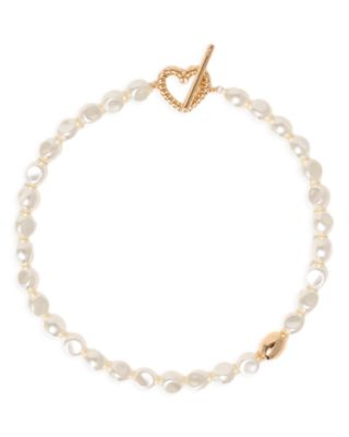 Imitation Pearl Choker Necklace, 15.7"