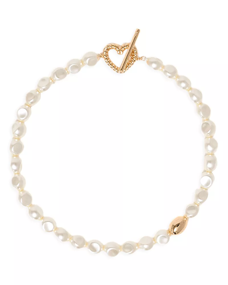 Maje Imitation Pearl Choker Necklace, 15.7