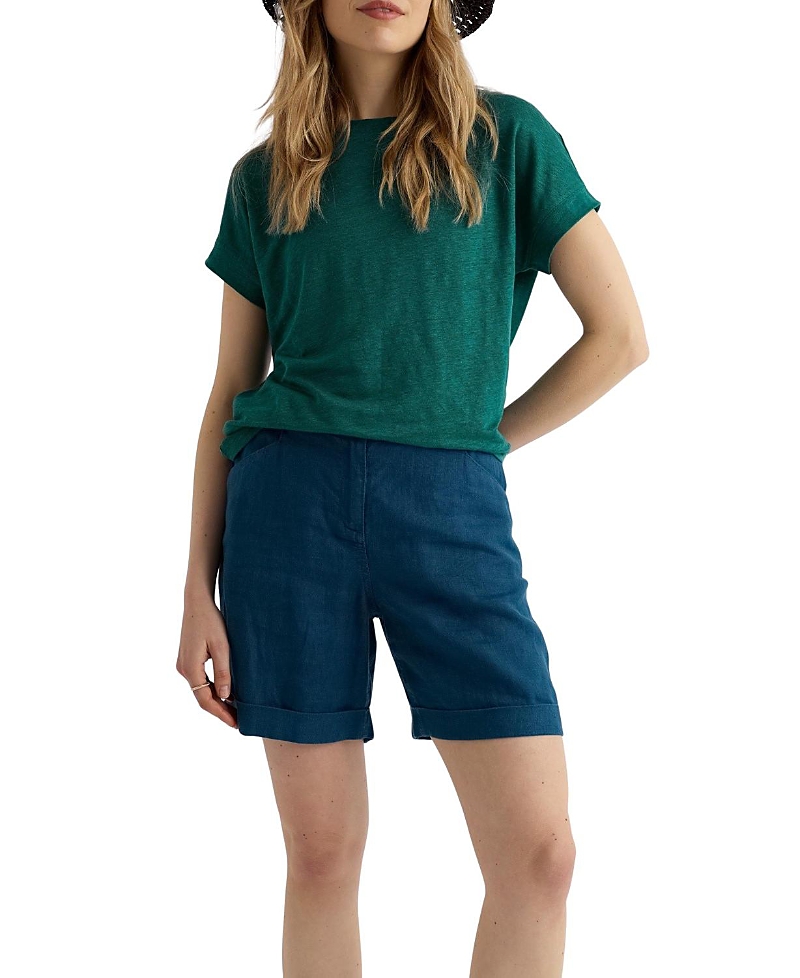 Seasalt Cornwall Carn Cove Relaxed Linen T-shirt In Green