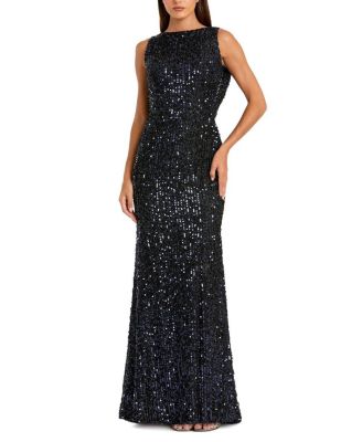  Petite Sequined Sleeveless Draped Cowl Back Gown