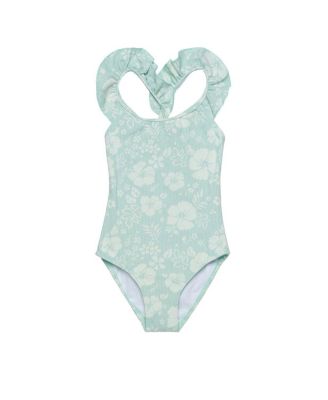 Girls' California Dreams Textured Square Neck Ruffle One Piece - Little Kid, Big Kid
