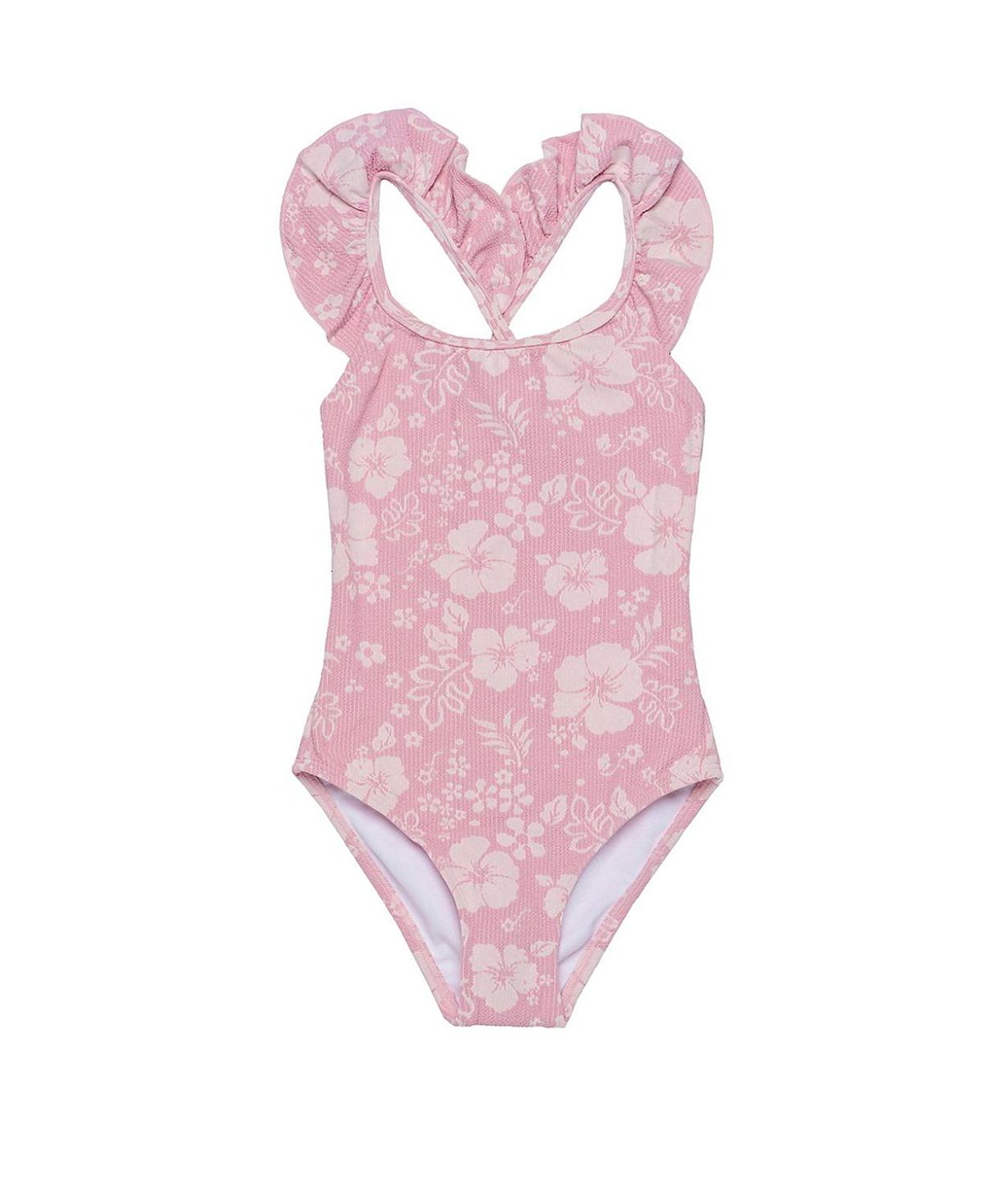 Gottex Kids Girls' California Dreams Textured Square Neck Ruffle One Piece - Little Kid, Big Kid