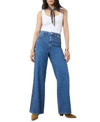  Women's Swirl Detail Wide Jeans