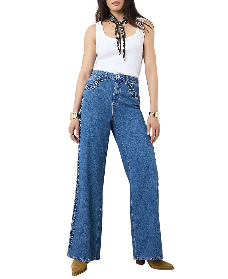 Mint Velvet Women's Swirl Detail Wide Jeans