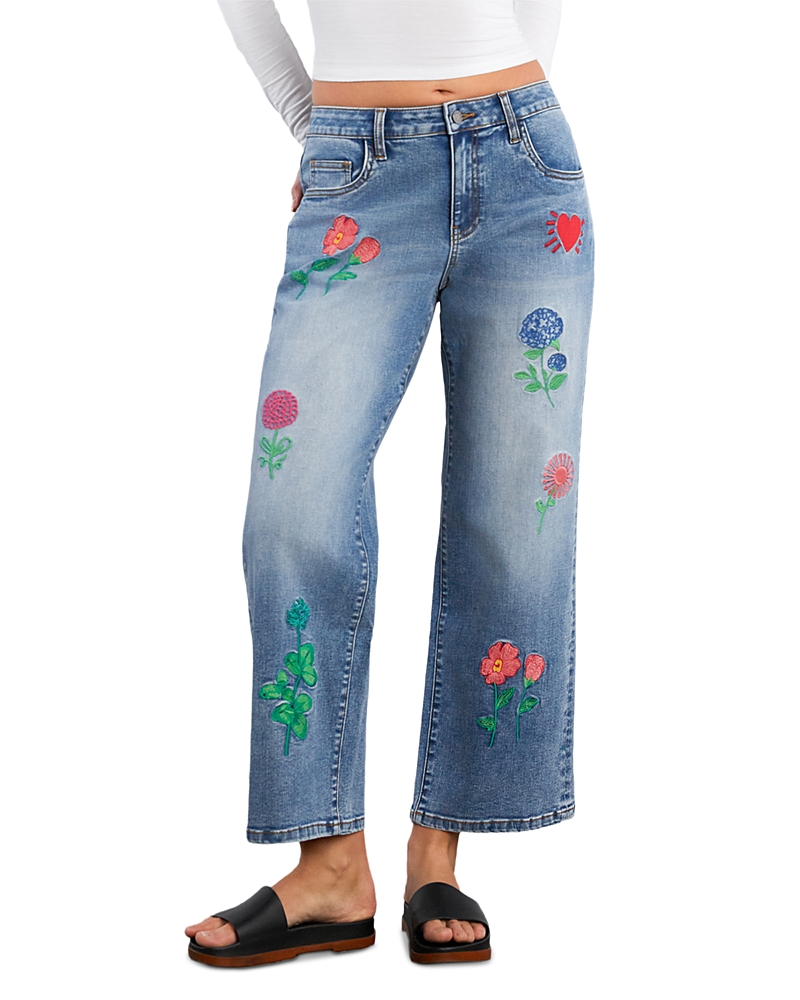 Billy T Blossom High Rise Embroidered Jeans in Relaxed Blue
