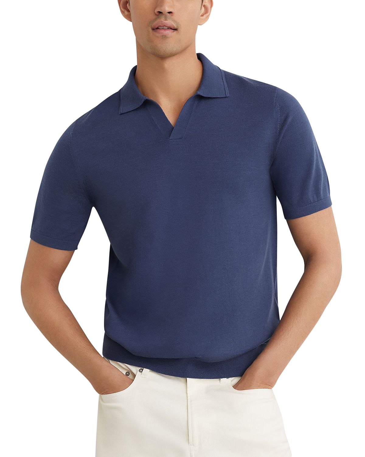 Reiss Duchie Short Sleeve Open Collar Merino Polo Shirt