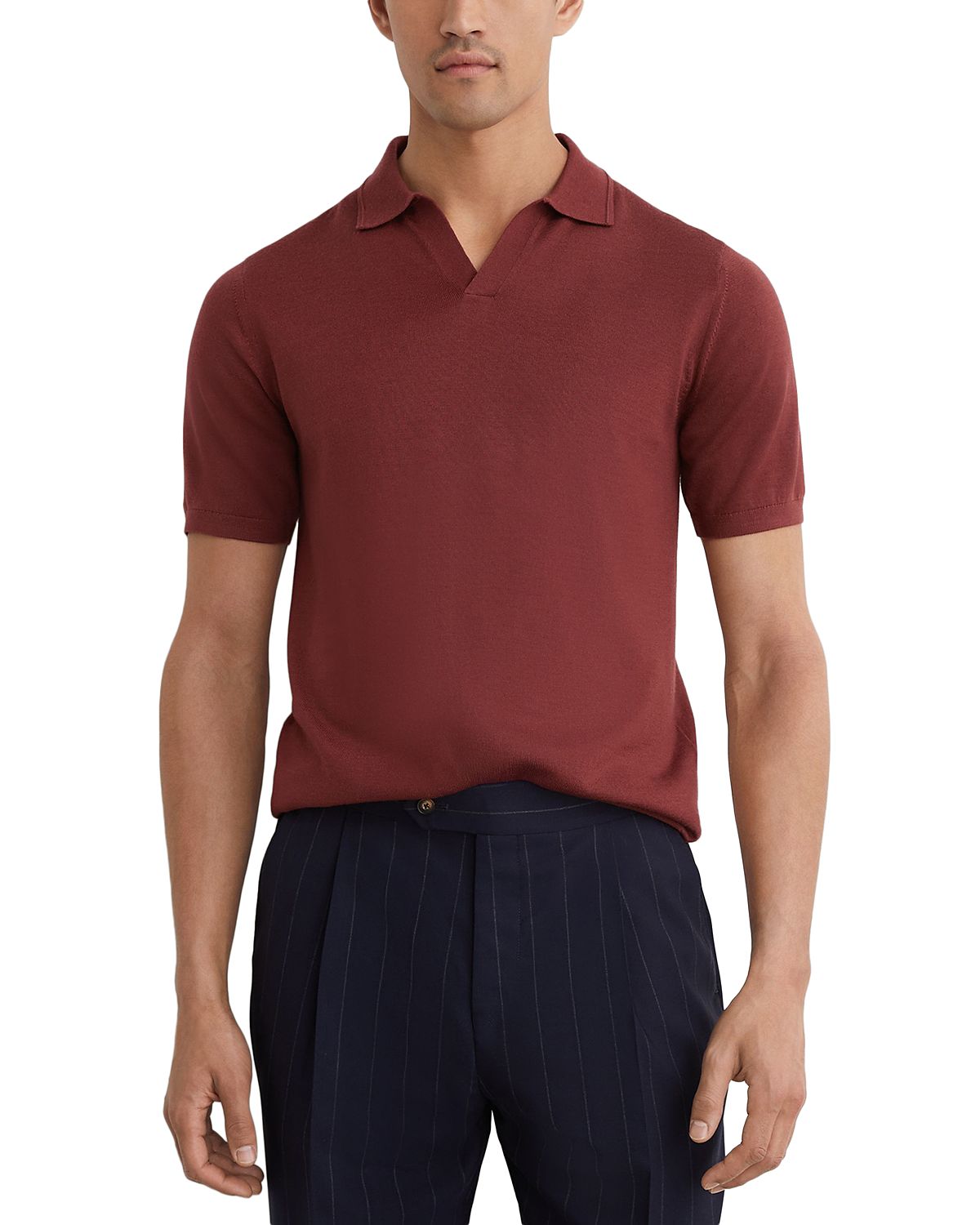 Reiss Duchie Short Sleeve Open Collar Merino Polo Shirt