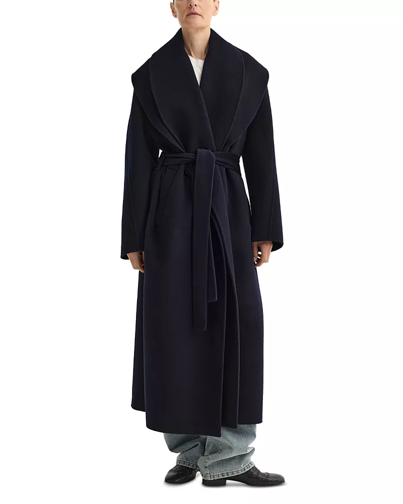 ROHE Signature Double Faced Wool Scarf Coat