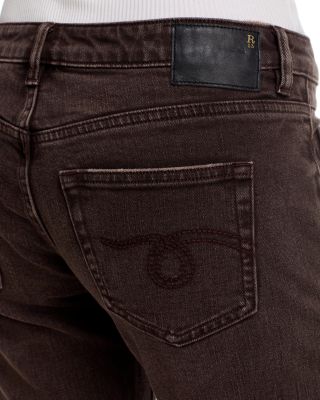 Boy Low Rise Flare Jeans in Worn Chocolate Brown Stretch - thumbnail 5