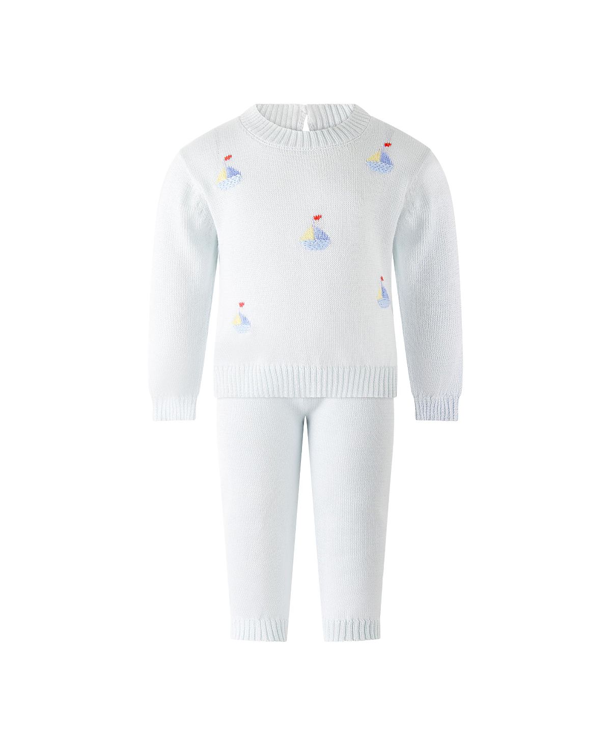 Rachel Riley Boys' Pima Crochet Sailboat Knit Set - Baby