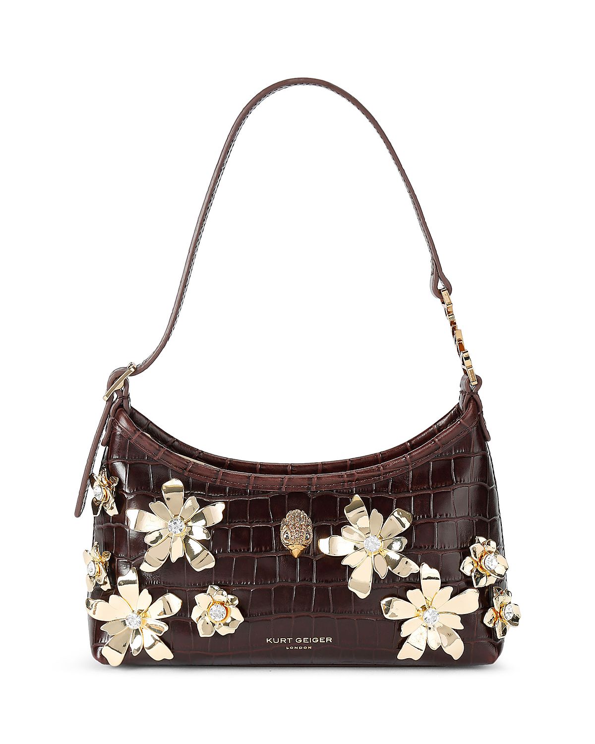 Kurt Geiger London Kurt Medium Flower Detail Embossed Leather Sling Bag