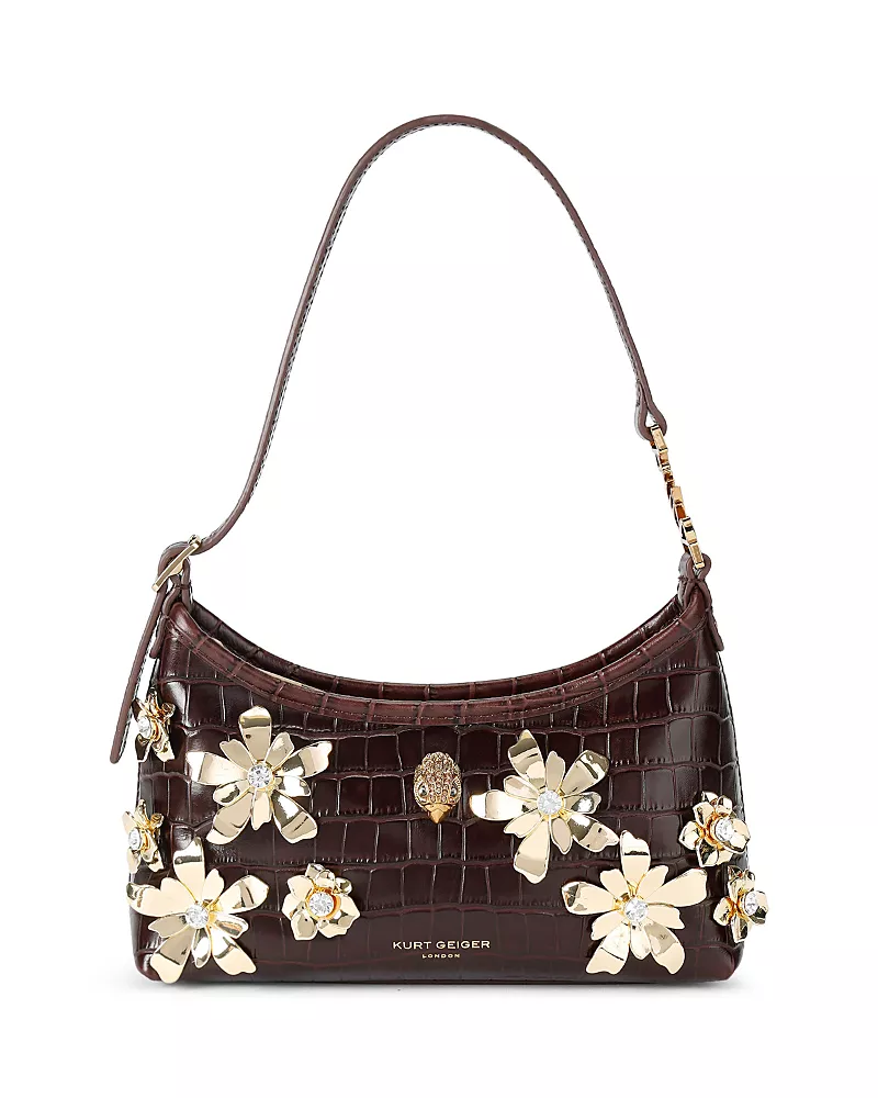 Kurt Geiger London Kurt Medium Flower Detail Embossed Leather Sling Bag