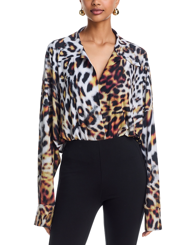 Norma Kamali Super Oversized Boyfriend Shirt Bodysuit