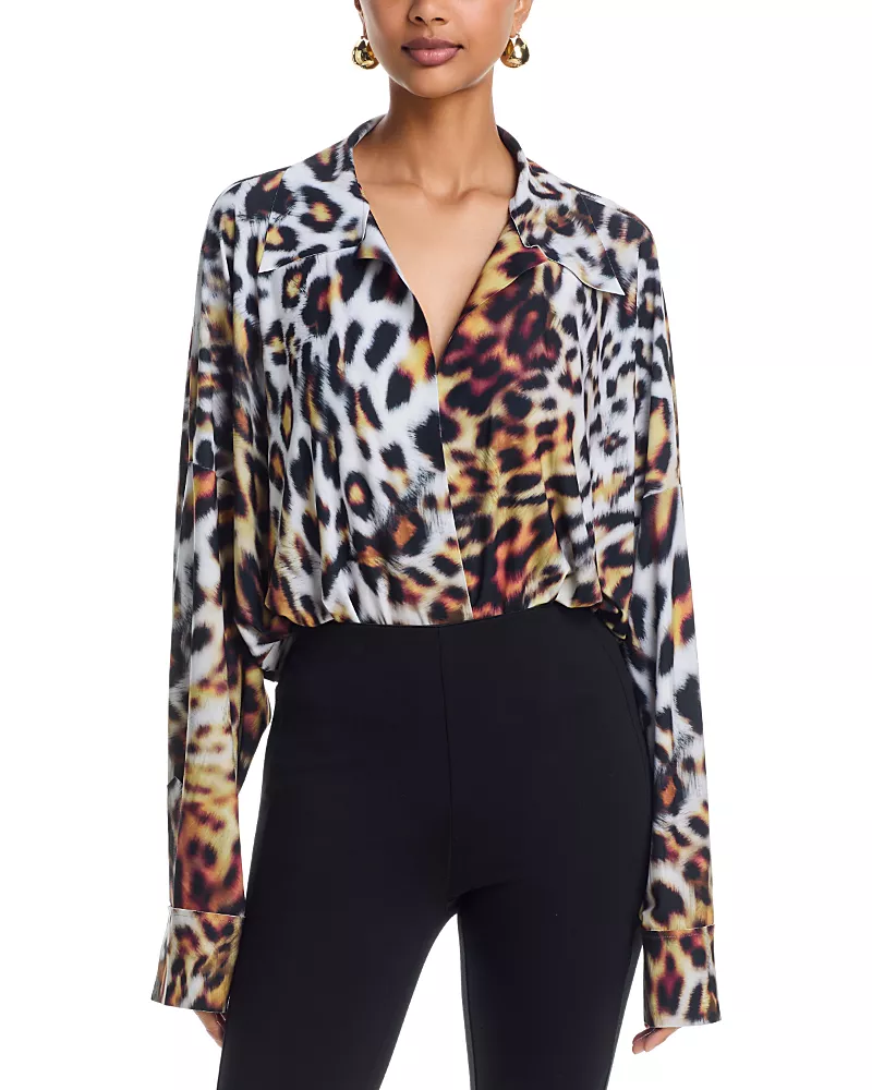 Norma Kamali Super Oversized Boyfriend Shirt Bodysuit