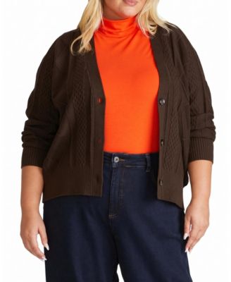 Women's Plus Cable Knit Cardigan